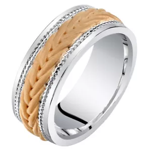 Uomo tono rosa argento sterling motivo corda vestibilità comoda taglie dalla 8 alla 14 - Foto 1 di 2