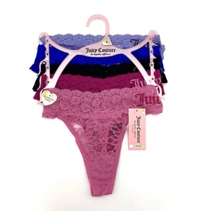 JUICY COUTURE Mutandine Donna Senza Linee Panty (Confezione da 5) Perizoma Logo Pizzo Taglia Large - Foto 1 di 11