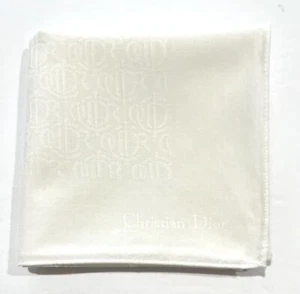 Handkerchief Men Christian Dior Logo White Art Bandana Pocket Square Cotton 18” - Picture 1 of 7