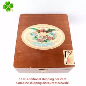 Caja de cigarros de madera vacía San Cristóbal Churchill Quintessence 7,75" x 6,75" x 2,75" - Imagen 1 de 12