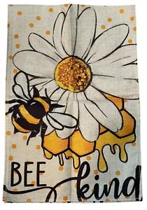 Bee Kind Honey Bee Honey Comb Flower Garden Flag, 12” X 18” Decor Home - Picture 1 of 2