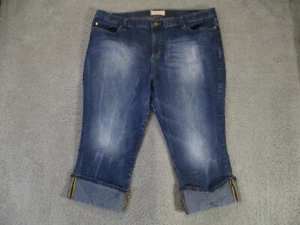 Baby Phat Jeans Girls 22 Blue Denim Cropped Faded Embroidered Cat Logo 42x20 - Picture 1 of 9