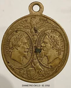 VITTORIO EMANUELE II NAPOLEONE III MEDAGLIA POPOLARE BATTAGLIA DI SOLFERINO 1859 - Foto 1 di 6