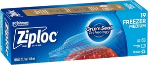 Ziploc Plastic Freezer Bags with Smart Zip Plus Seal and Easy Open Tabs 19 count - Picture 1 of 7