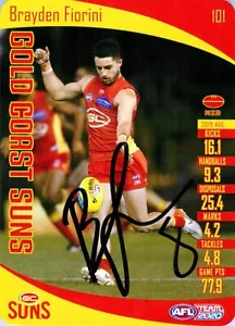 Signed 2020 Gold Coast Suns AFL TeamCoach Card - Brayden Fiorini - Foto 1 di 3