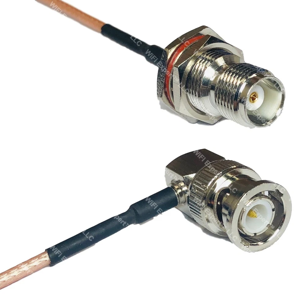 RG316 TNC FEMALE BULKHEAD to BNC MALE ANGLE Coax RF Cable USA-Ship - Image 1 of 1