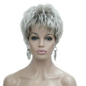 Women Wig Short Hair Wig Bangs Natural Hair Cosplay Full Wig+Wig Cap - Picture 1 of 4