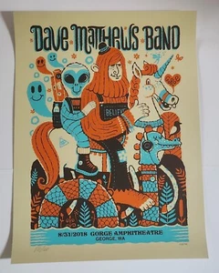 Póster numerado autografiado D3 colección rara Dave Matthews Band Gorge 31/08/18 - Imagen 1 de 9