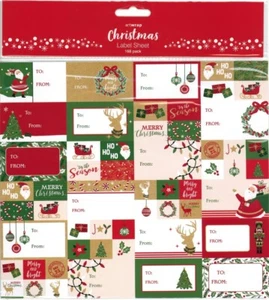 Artwrap Christmas Label Sheet 168 Packs Merry Xmas Decor Festive Sticker Gift - Picture 1 of 3