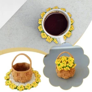 1x Sottobicchieri Bouquet di Fiori Maglia Fai da Te Materiale Sottobicchiere Tessuto Fai da Te Kit Materiale - Foto 1 di 14