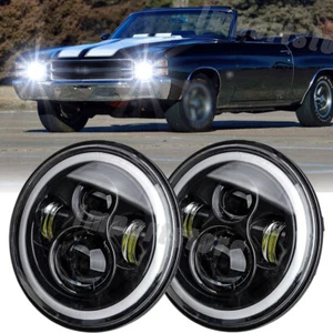 For Chevy Chevelle 1971 - 1973 Pair 7" Inch LED Headlights DRL+turn signal light - Picture 1 of 12