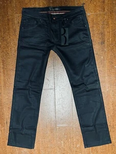 With tags BILLIONAIRE COUTURE Black Wax Treated Straight Leg Jeans 32/34 - Picture 1 of 1