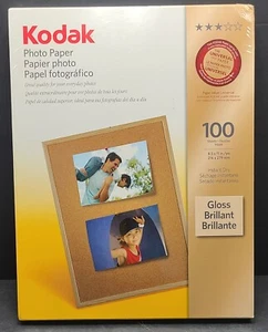 Nuevo papel fotográfico Kodak papel fotográfico brillante 8,5 x 11" secado instantáneo 100 hojas 8209017 - Imagen 1 de 8