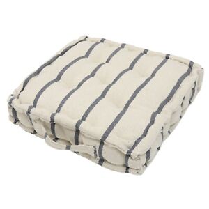 Austin Stripe Grey Floor Cushion Luxury French Cotton Large Seat Pad Chair