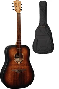 GUITARE FOLK DREADNOUGHT BLACK AND BROWN LAG TRAMONTANE T70D-B&B + HOUSSE - Picture 1 of 8