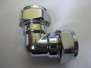 CODO DE COMPRESIÓN CROMADO 15mm 22mm 28mm 35mm latón chapado - Imagen 1 de 1
