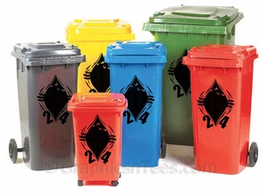 Peeking Monster, Wheelie Bin Aufkleber, Hausnummern, Grafik Aufkleber x 6 - Bild 1 von 2