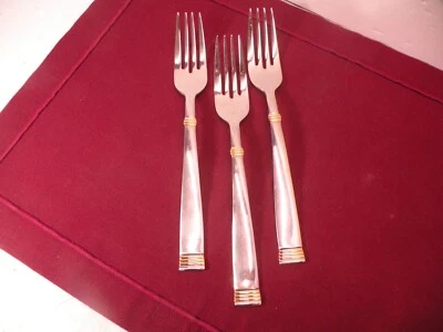3 Tenedores de Cena WALLACE Dorado Napoli Acento Dorado 18/8 Acero Inoxidable 7 3/4" Foto 1 de 4