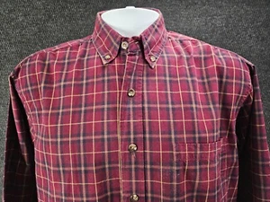 Arizona Jean Men’s Red Button Up Shirt 100% Cotton Size Medium - Picture 1 of 3