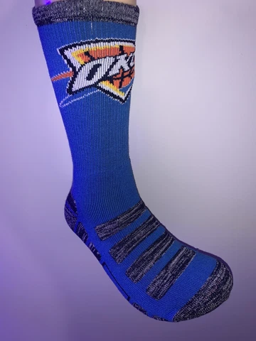 OKLAHOMA CITY THUNDER NBA LOGO MENS BLUE VORTEX CREW LENGTH SOCKS LARGE Cover