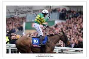 TONY AP McCOY SIGNED PHOTO PRINT AUTOGRAPH SYNCHRONISED HORSE RACING - Picture 1 of 1