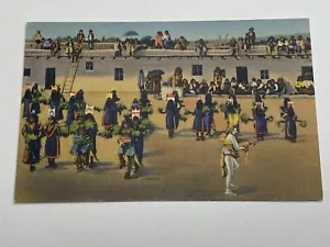 Vintage Postcard PUEBLO INDIAN CORN DANCE CEREMONY Curt Teich - Picture 1 of 2