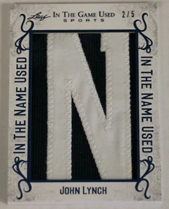 2020 LEAF IN THE GAME NAME USED SPORTS JOHN LYNCH JERSEY PATCH "N" #2/5 HOF 2021 - Picture 1 of 2