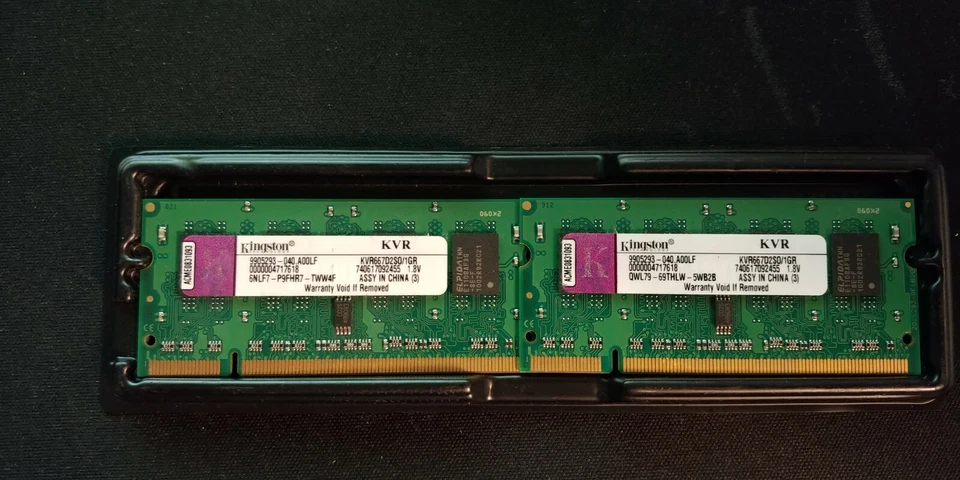 2GB Kingston PC2-5300 1GB SO-DIMM 667 MHz DDR2 SDRAM Memory (KVR667D2SO/1GR) - Image 1 of 1