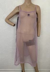 ADIDAS ORIGINALS Lilac Mesh Sheer Cami Dress UK 14 US 10 FR 42 IT 46 M BNWT RARE - Picture 1 of 18