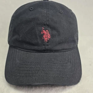 U.S. Polo Assn. Black Hat with Red USPA Pony Logo Adjustable Buckle Strap OSFM - Picture 1 of 12