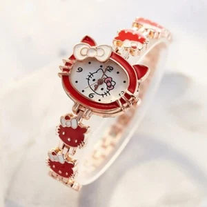 Hello Kitty, Red & White Watch, with Ornate Hello Kitty Bracelet Quartz Watch! - Picture 1 of 6