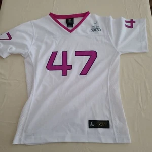 Super Bowl XLVII 47 NFL Team Apparel White Girls Jersey Size M (10-12) - New! - Picture 1 of 8