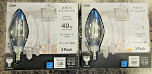 (6-Pk) Feit Electric Chandelier LED Light Bulb Glass Clear True White 3500K 40W - Picture 1 of 4