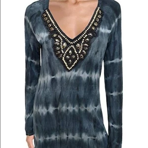 Free Society Perlen Top Damen Medium Batik V-Ausschnitt Boho Rocker Glam Steampunk - Bild 1 von 11