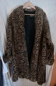 Vintage Monterey Fashions Leopard Print Mid Length Faux Fur Coat Women's Sz 2X - Picture 1 of 17