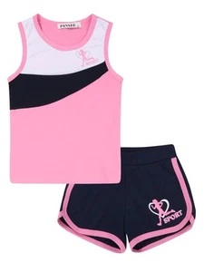 Girls Summer Shorts Sets Kids 2 Piece Clothes Outfits Tennis Running Tank Top... - Picture 1 of 6