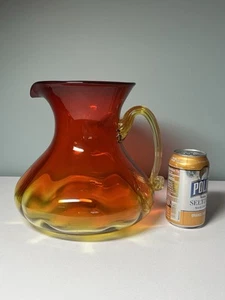 Blenko Handmade Glass 7032 Pitcher in Tangerine Wayne Husted Design - Picture 1 of 8