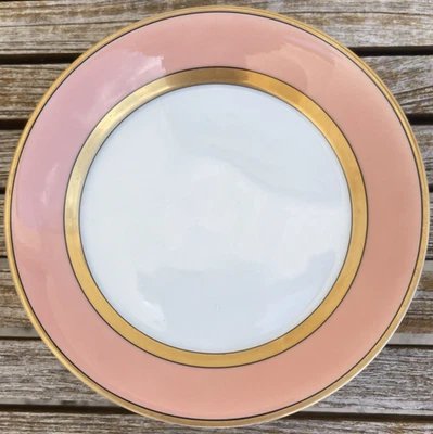 10 "RENAISSANCE" BY FITZ AND FLOYD PEACH PINK Fruit Bowl PLATE GOLD TRIM - Image 1 of 4