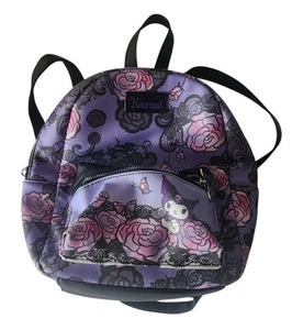 Kuromi roses lace mini backpack purple Sanrio zippered front pocket adjustable - Picture 1 of 6