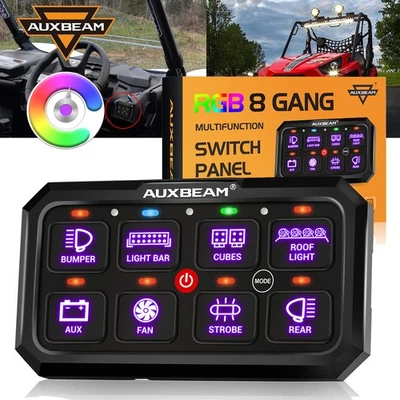 AUXBEAM RGB 8 Gang Switch Panel Relay System LED Light Bar Control ATV UTV 4WD - Image 1 of 4