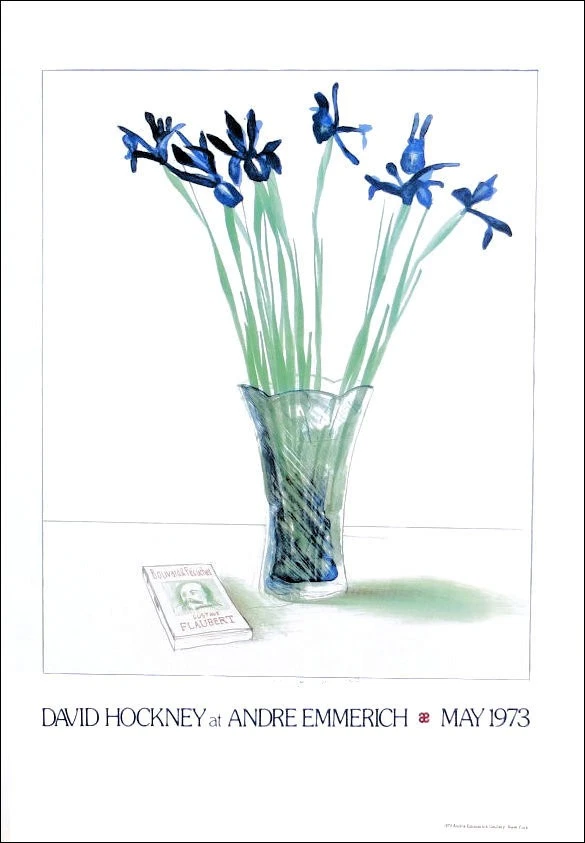 Impresión de póster de arte pop vintage de David Hockney Flowers 1978 16 x 11 Foto 1 de 1