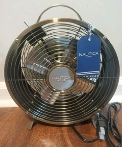 Nautica Home 10" Metal Desk Fan 2-Speed Retro Vintage Style Antique Brass NWT - Picture 1 of 6