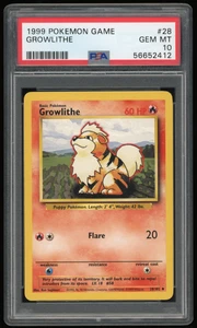 1999 POKEMON GAME BASE SET #28/102 GROWLITHE PSA 10 - Picture 1 of 2