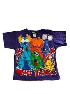 Vtg Tackle Me Wild Things Goggly Eyes Short Sleeve Shirt Rare Kids Size 2T - Picture 1 of 4