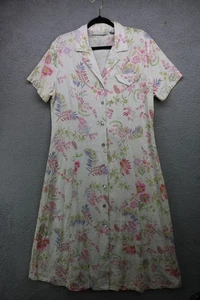 Vintage Jane Ashley Maxikleid Leinenmischung Blumenmuster Knopfleiste - Large - Cottagecore - Bild 1 von 10