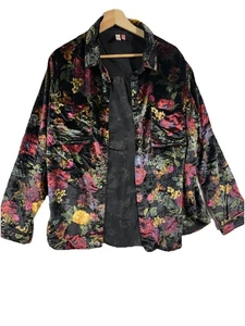 Camicia Pilcro Anthropologie The Hadley donna L grande velluto floreale bottoni - Foto 1 di 13