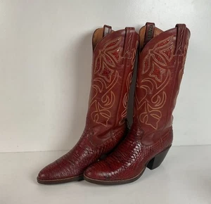 Vintage Dan Post Schlangenleder Cowgirl Stiefel 7,5 A (schmal) verzierte Einlage - Bild 1 von 24