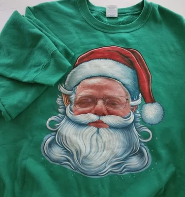 Винтажный Port & Co Core флис зеленый Санта толстовка 2XL - Изображение 1 из 4