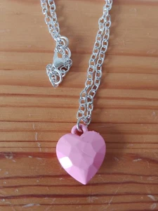 pink 3d heart shaped pendant chain fashion necklace jewellery - Picture 1 of 2