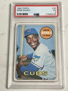 1969 Topps Baseball ERNIE BANKS #20 HoF PSA 3 VG Cubs Vintage - Picture 1 of 2